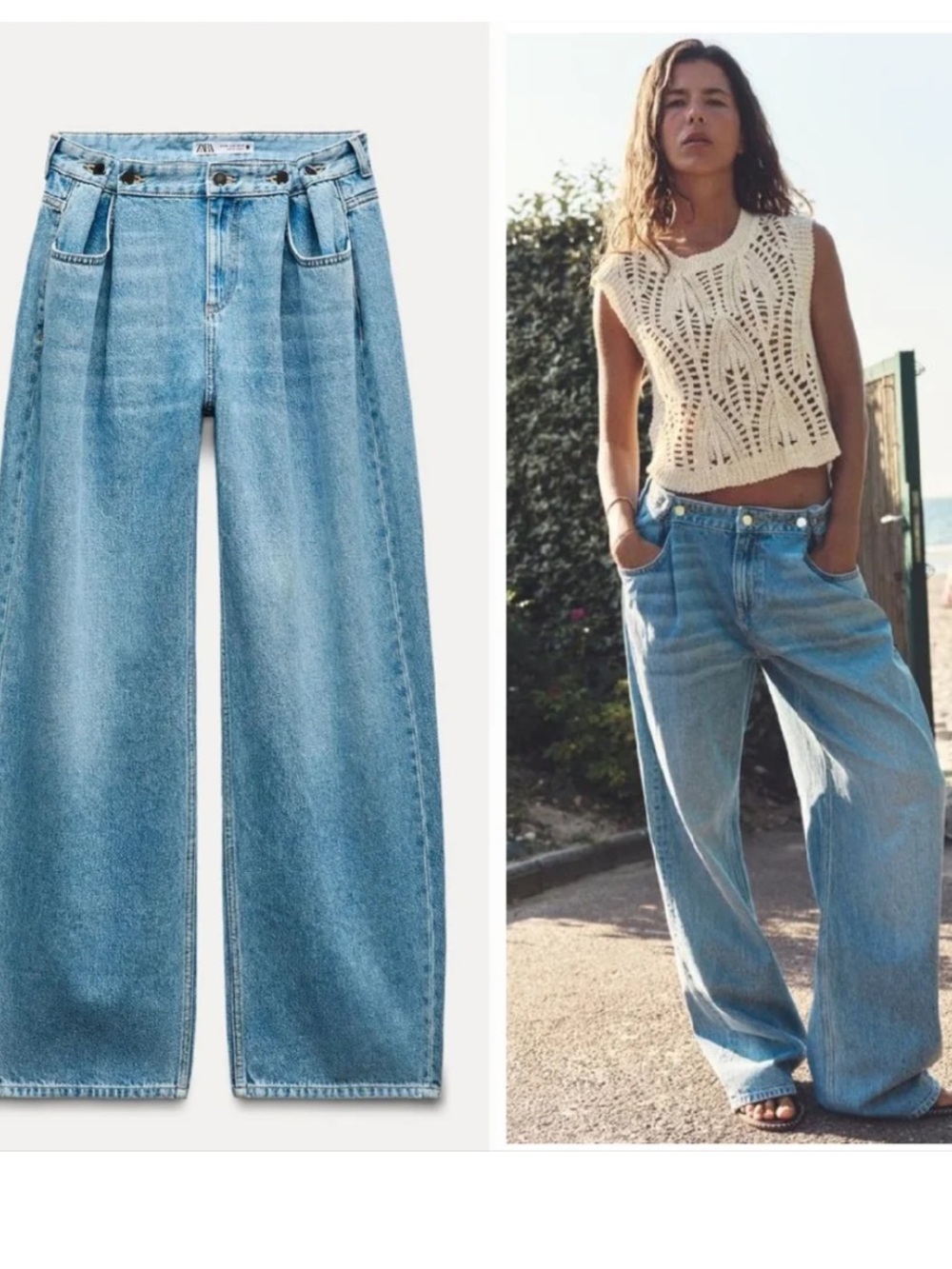 NWT Zara Wide-Leg Jeans with cinched waist in size 6